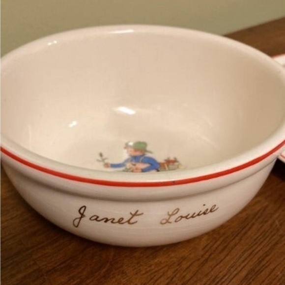 Janet Louise VTG Ceramic Bowl Tom Tom The Pipers Son & Little Jack Horner Plate - Picture 5 of 9